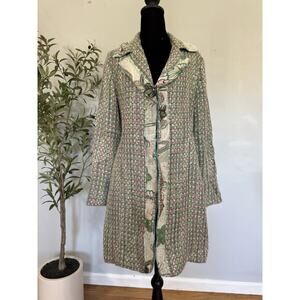 Vintage 90’s Y2K Tweed Boucle Jacket Size 6 True Meaning Floral Coat Boho Hippie